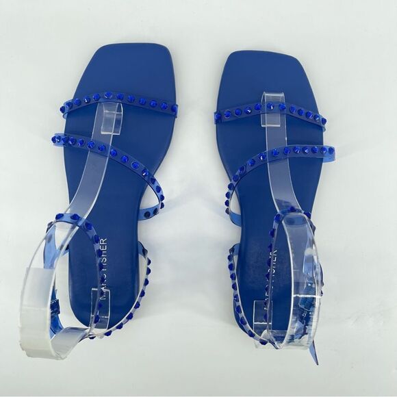 Marc Fisher Fonoo Women’s Blue Rhinestone Embellished Strappy Sandals Size 8 - Picture 6 of 17